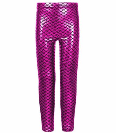 New Kids Girls Mermaid Fish Scale Holographic SlimFit Metallic Leggings Trousers