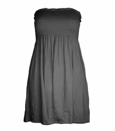 Womens Plain Bandeau Boobtube Strapless Ruched Sheering Mini Dress Plus Size