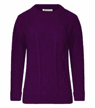New Womens Crew Neck Chunky Cable Knitted Long Sleeve Warm Jumper Sweater Dress