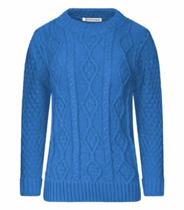 New Womens Crew Neck Chunky Cable Knitted Long Sleeve Warm Jumper Sweater Dress