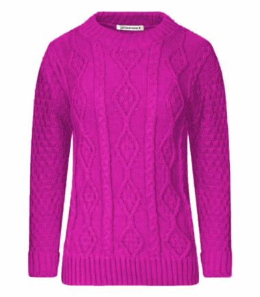 New Womens Crew Neck Chunky Cable Knitted Long Sleeve Warm Jumper Sweater Dress