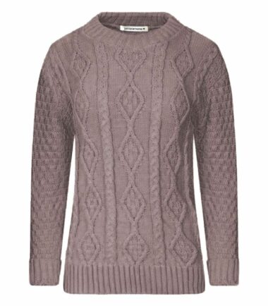 New Womens Crew Neck Chunky Cable Knitted Long Sleeve Warm Jumper Sweater Dress