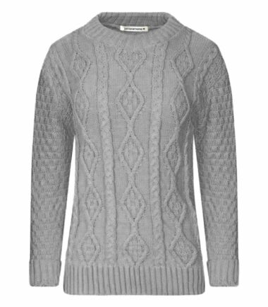 New Womens Crew Neck Chunky Cable Knitted Long Sleeve Warm Jumper Sweater Dress