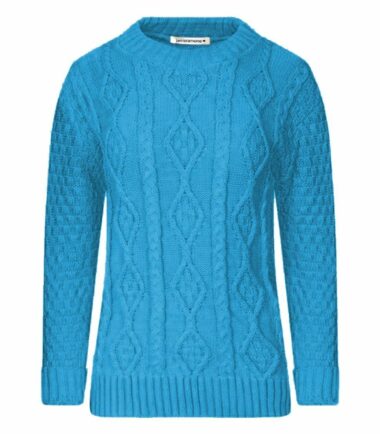 New Womens Crew Neck Chunky Cable Knitted Long Sleeve Warm Jumper Sweater Dress