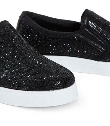 Shelikes Womens Ladies Slip On Diamante Detail Embellished Studded Trainers Size