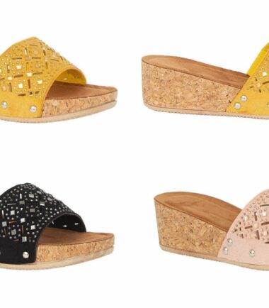 Shelikes Womens Slip On Suede Flat Slider Summer Flatform Cork Sandals Shoes