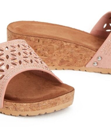 Shelikes Womens Slip On Suede Flat Slider Summer Flatform Cork Sandals Shoes
