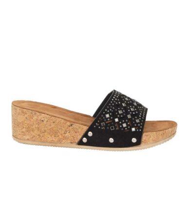Shelikes Womens Slip On Suede Flat Slider Summer Flatform Cork Sandals Shoes