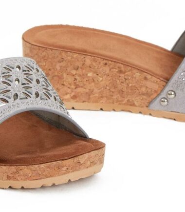 Shelikes Womens Slip On Suede Flat Slider Summer Flatform Cork Sandals Shoes