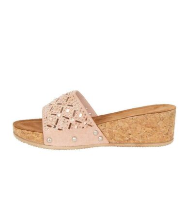 Shelikes Womens Slip On Suede Flat Slider Summer Flatform Cork Sandals Shoes