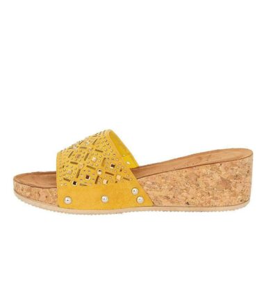 Shelikes Womens Slip On Suede Flat Slider Summer Flatform Cork Sandals Shoes