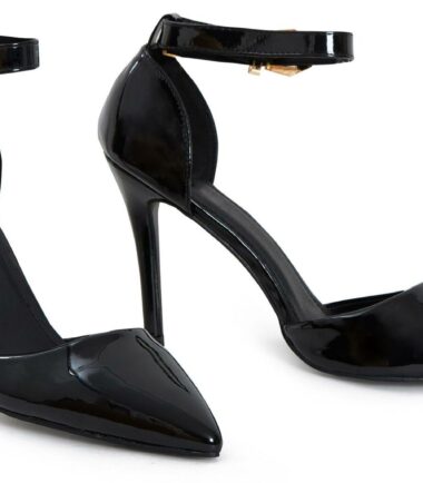 Shelikes Womens Buckle Ankle Strap Stiletto Heel Court Shoes Size 9 10 11 12