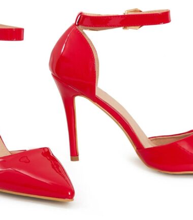 Shelikes Womens Buckle Ankle Strap Stiletto Heel Court Shoes Size 9 10 11 12