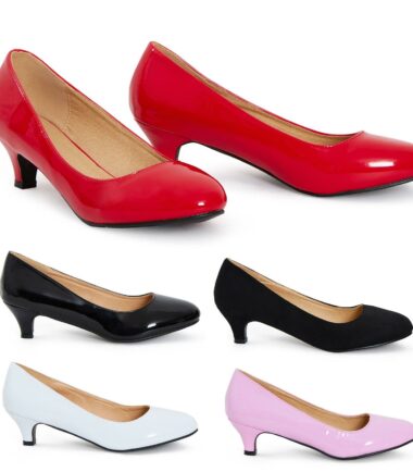 Shelikes Women Unisex Low Kitten Heel Plus size Work Shoes UK 9 - 12