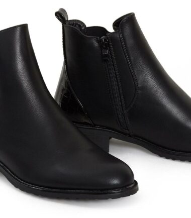 Womens Buckle PU Faux Leather Block Low Heel Ankle Boots Shoes Size