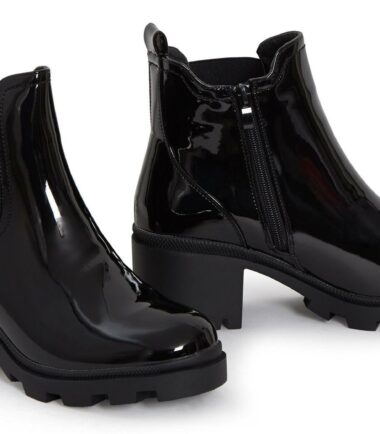Womens Heeled Platform PU Suede Black Zip Ankle Boots Shoes Size UK