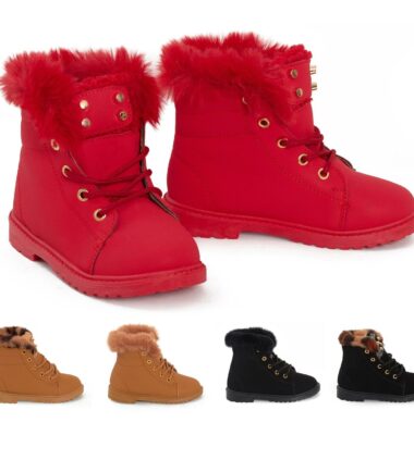 Kids Suede Fur Lining Winter Ankle Snow Outdoor Warm Urban Walking Boots