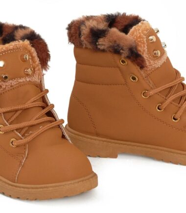 Kids Suede Fur Lining Winter Ankle Snow Outdoor Warm Urban Walking Boots