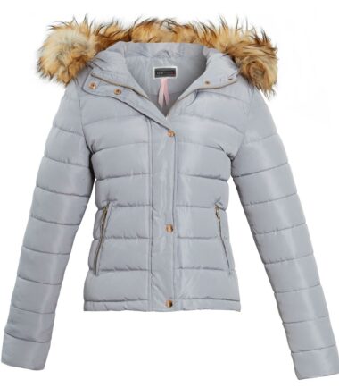 Shelikes Womens Fur Winter Quilted Hooded Parka Jacket Size 8 to 16