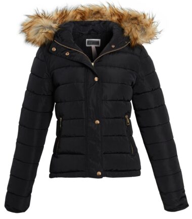 Shelikes Womens Fur Winter Quilted Hooded Parka Jacket Size 8 to 16