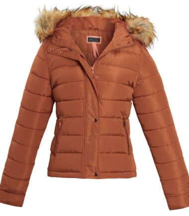 Shelikes Womens Fur Winter Quilted Hooded Parka Jacket Size 8 to 16