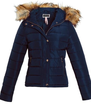 Shelikes Womens Fur Winter Quilted Hooded Parka Jacket Size 8 to 16