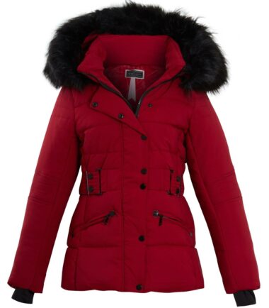 Shelikes Faux Fur Trim Hood Belted Quilted Padded Women Jacket Coat Size UK 8-16