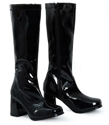 Womens Go Go Fancy Dress Party 1960 1970 Retro Patent Shiny Platform Boots