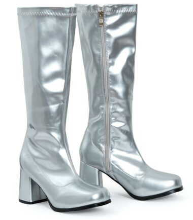 Womens Go Go Fancy Dress Party 1960 1970 Retro Patent Shiny Platform Boots