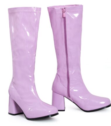 Womens Go Go Fancy Dress Party 1960 1970 Retro Patent Shiny Platform Boots