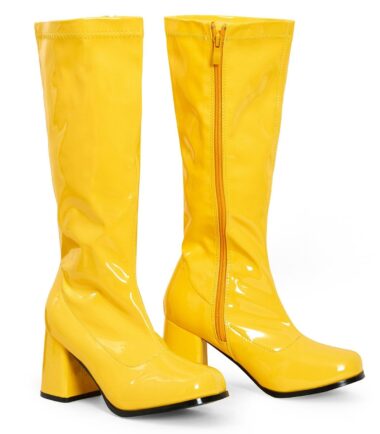 Womens Go Go Fancy Dress Party 1960 1970 Retro Patent Shiny Platform Boots