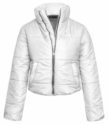 Womens Cropped Puffer Coat Warm Fashion Top Quilted Padded Jacket Winter Puffa