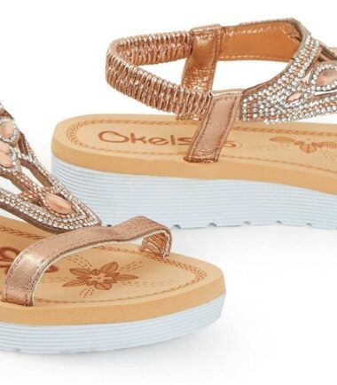 Ladies Diamante Wedding Sling Back Floral Toe Glitter Flat Slipper Sandals