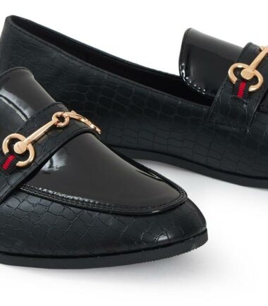 Womens Buckle Detail Slip On Flat Sole Loafer Office Flat Comfy Slider Shoes