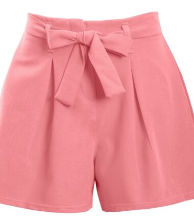 Shelikes Womens Girls Tie Belt Mini Zip Pleated Casual Summer Shorts Size 6-16