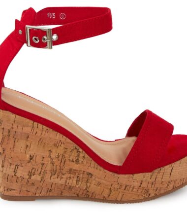 Womens Ladies High Wedge Cork Heel Espadrille Buckle Sandals Platform Size