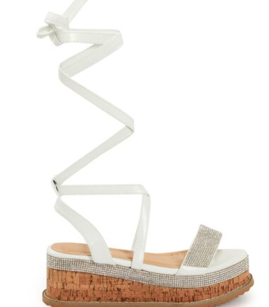 Shelikes Womens Flat Wedge Espadrille Lace Tie Up Sandals Platform Summer Shoes
