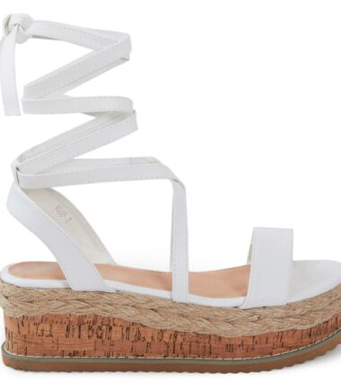 Shelikes Womens Flat Wedge Espadrille Lace Tie Up Sandals Platform Summer Shoes