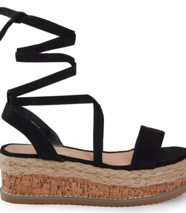 Shelikes Womens Flat Wedge Espadrille Lace Tie Up Sandals Platform Summer Shoes