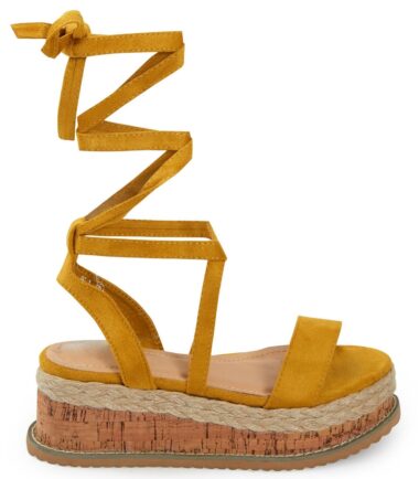 Shelikes Womens Flat Wedge Espadrille Lace Tie Up Sandals Platform Summer Shoes