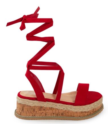 Shelikes Womens Flat Wedge Espadrille Lace Tie Up Sandals Platform Summer Shoes