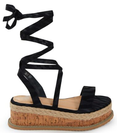 Shelikes Womens Flat Wedge Espadrille Lace Tie Up Sandals Platform Summer Shoes