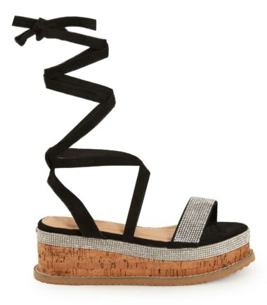 Shelikes Womens Flat Wedge Espadrille Lace Tie Up Sandals Platform Summer Shoes