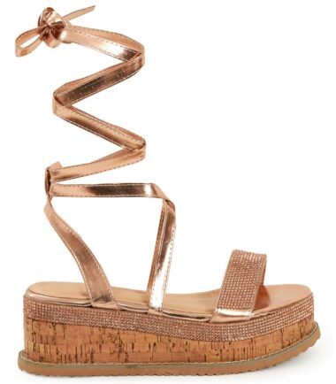 Shelikes Womens Flat Wedge Espadrille Lace Tie Up Sandals Platform Summer Shoes
