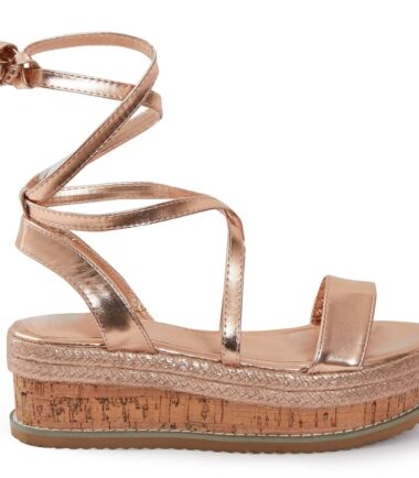 Shelikes Womens Flat Wedge Espadrille Lace Tie Up Sandals Platform Summer Shoes