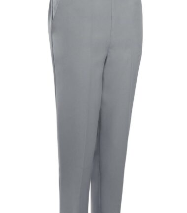 Womens Half Elasticated Trouser Stretch Waist Casual Pull On Straight Leg Plus