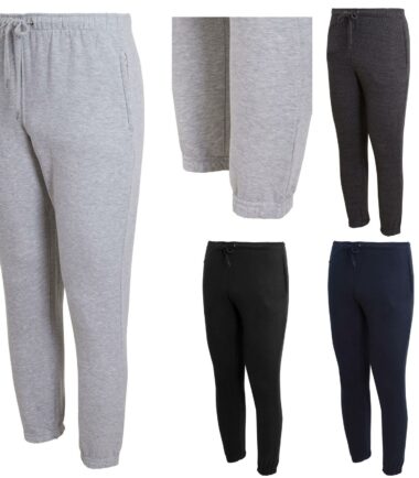 Mens Fleece Cuff Hem Bottoms Casual Joggers Track Pants Trousers