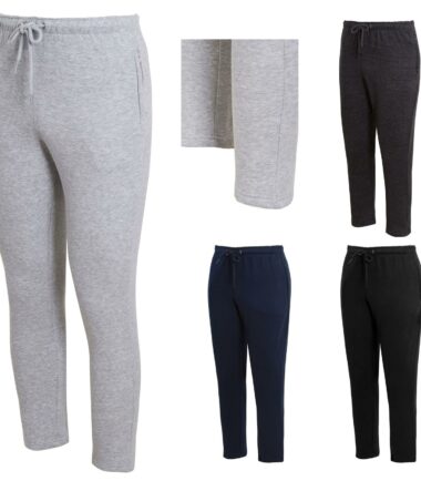 Mens Fleece Open Hem Track Pants Casual Bottoms Joggers Trousers