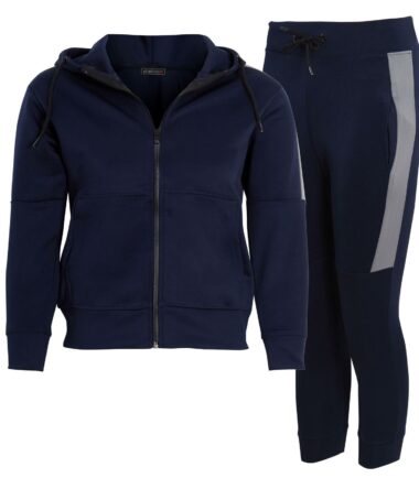 Kids Girls Boys Panel Full Zip Suit Hooded Hoodie Bottom Jogging Tracksuit