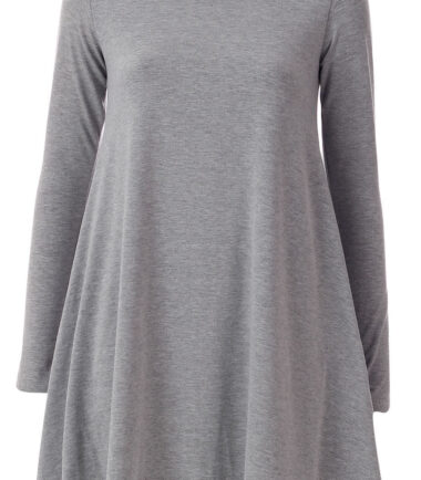 GIRLS SWING DRESS LONG SLEEVE SKATER TOP KIDS PLAIN PRINTED 3-13 YEARS CHRISTMAS